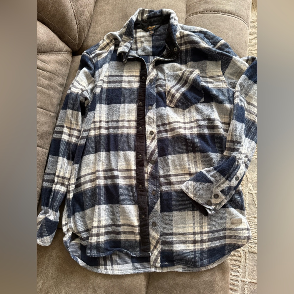 Blue and Gray Plaid Button-Up Shirt